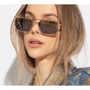 NEW VALENTINO SUNGLASSES VLS-111A 129 GOLD/GRAY WOMEN EYEWEAR